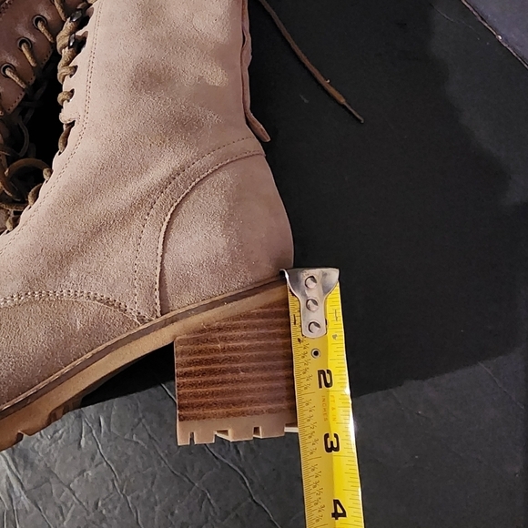 Seychelles Irresistible Lace Up / Zip Leather Combat Boots Size 7 in Sand NEW - Picture 7 of 9